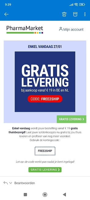 Gratis verzending pharmamarket