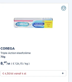 Collect&go COREGA Triple Action kleefcrème 70g