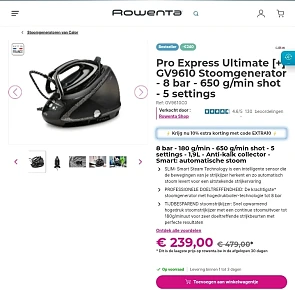 Pro Express Ultimate [+] GV9610 Stoomgenerator