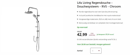 Lifa Living Regendouche - Douchesysteem met 57% korting bij DealDonkey
