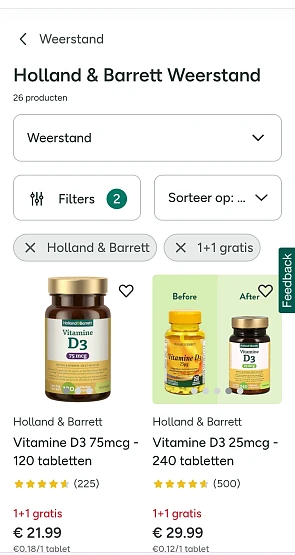 Holland and Barrett 1 + 1 vitamines