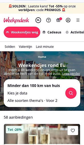 Weekendesk tot 55%