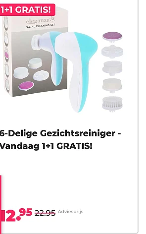 6-Delige Gezichtsreiniger - Vandaag 1+1 GRATIS! -44% bij voordelvanger.nl