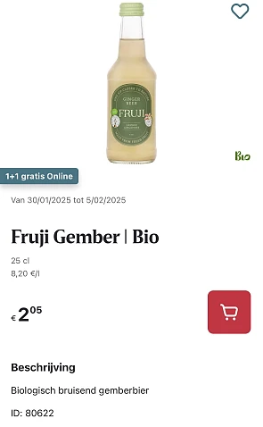 Fruji gember bio 25 cl online promo Delhaize