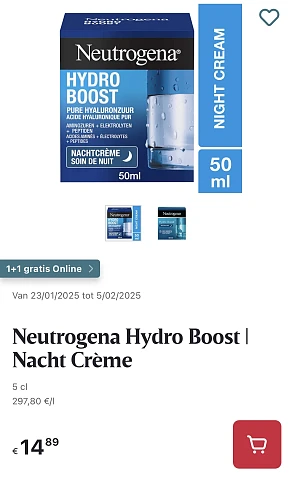 Neutrogena nachtcrème online promo Delhaize
