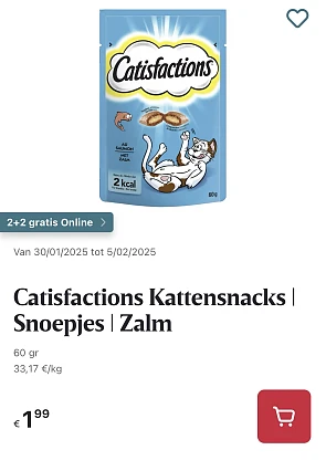 Catisfactions kattensnacks online promo Delhaize