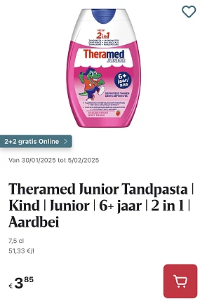 Theramed junior tandpasta 6+ jaar online promo delhaize