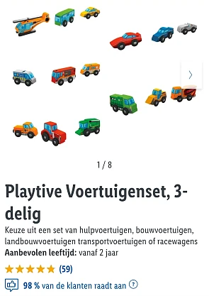 Playtive Voertuigenset, 3-delig -50% op lidl.be