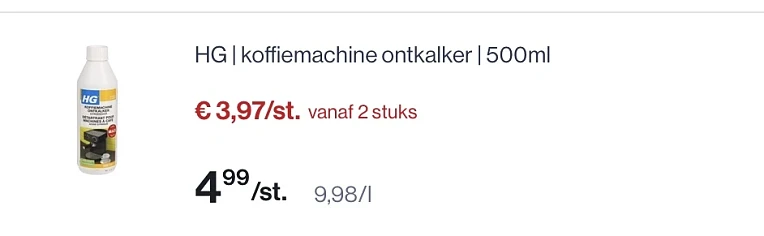 HG koffiemachine ontkalker 500 ml