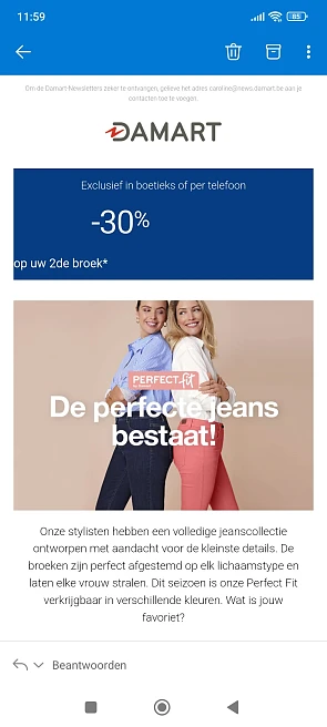 Damart: -30% op de 2e broek