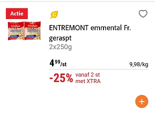 Geraspte kaas entremont 25%