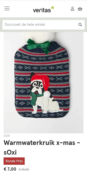 Warmwaterkruik thema kerstmis bij Veritas 50%