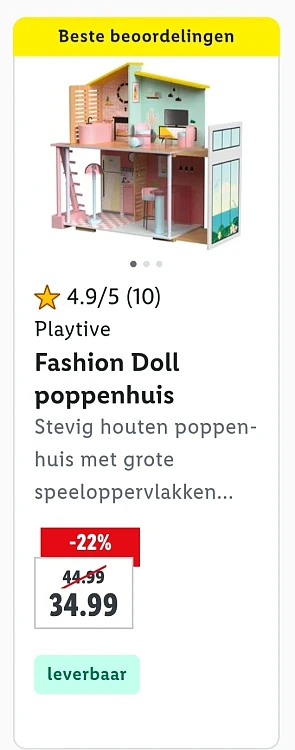 Playtive Fashion Doll poppenhuis -22% op lidl.be