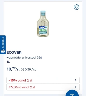 Collect&go ECOVER wasmiddel universeel 28d 1L
