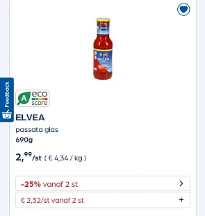 Collect&go ELVEA passata glas 690g