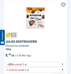Collect&go JULES DESTROOPER Choc&Croc amandel 100g