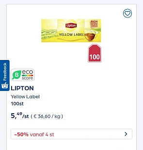 Collect&go LIPTON Yellow Label 100st