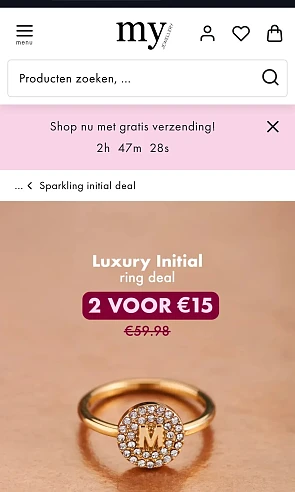 My-jewellery 2 ringen voor €15