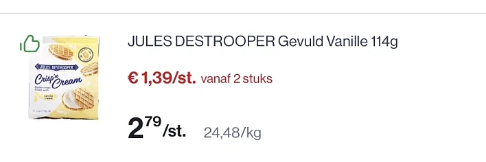 Jules destrooper gevuld vanille 114 gram