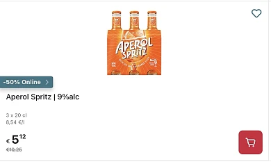 Aperol spritz 3x 20 cl Delhaize online promo