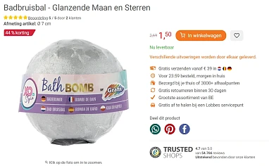 -44% Badbruisbal - Glanzende Maan en Sterren