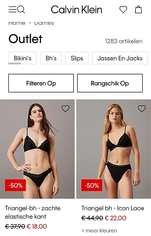 Outlet Calvin Klein 50%