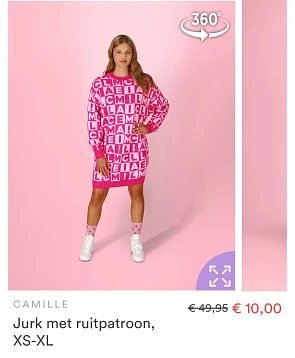 Camille Jurk met ruitpatroon, XS-XL nu voor €10 op jbc.be