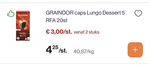 Graindor caps Lungo dessert 20 st