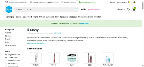 Plein 5% extra korting