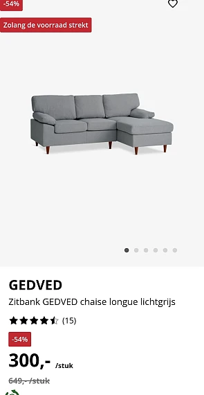 Zetel GEDVED lichtgrijs bij jysk 54%