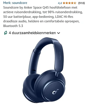 Soundcore by Anker Space Q45 hoofdtelefoon