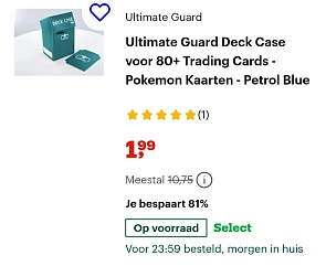Ultimate Guard Deck Case voor 80+ Trading Cards - Pokemon Kaarten - Petrol Blue -81% bij bol.com