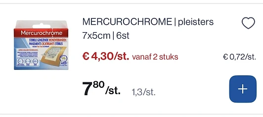Mercurochrome pleisters 7x5 cm 6 st