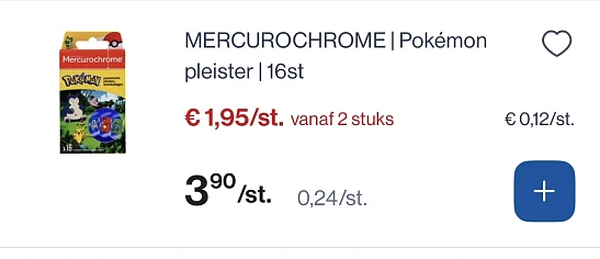Mercurochrome pokemon pleister 16 st