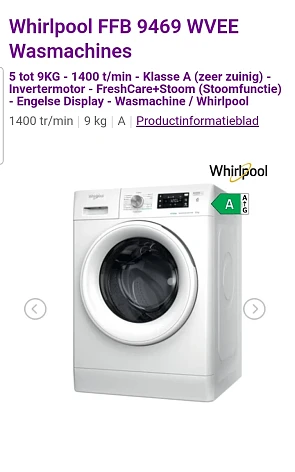 Whirlpool FFB9469WVEE Wasmachine 9kg