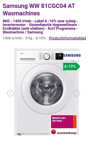 Samsung WW81CGC04AT Wasmachine 8kg