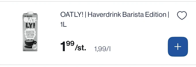 Oatly haverdrink barista edition 1L