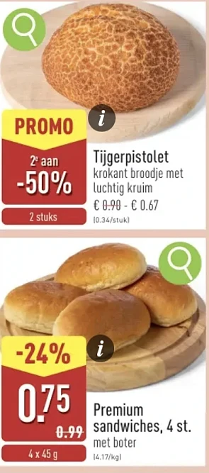 Tijgerpistolet, sandwiches