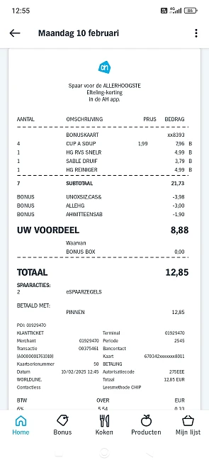 Aankoop ah €8.88 korting