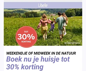 30% korting via libelle op center Parcs