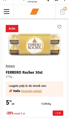 Colruyt enkel vandaag -20% vanaf 2 stuks erbovenop