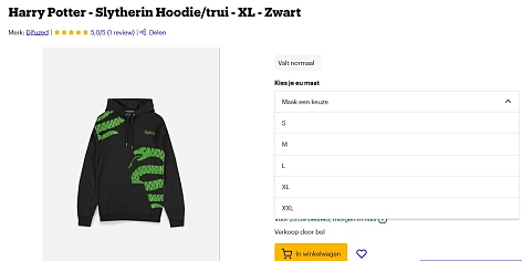 -59% ⚡ Harry Potter - Slytherin Hoodie/trui