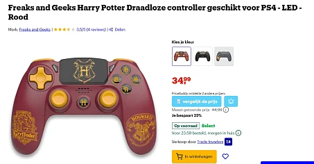 -22% Harry Potter Draadloze controller, Rood