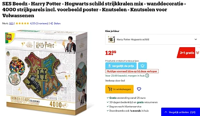 3+1 gratis op o.a. Harry Potter items