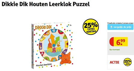 Dikkie Dik Houten Leerklok Puzzel ✨