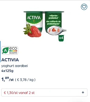 Collect&go ACTIVIA yoghurt aardbei 4x125g