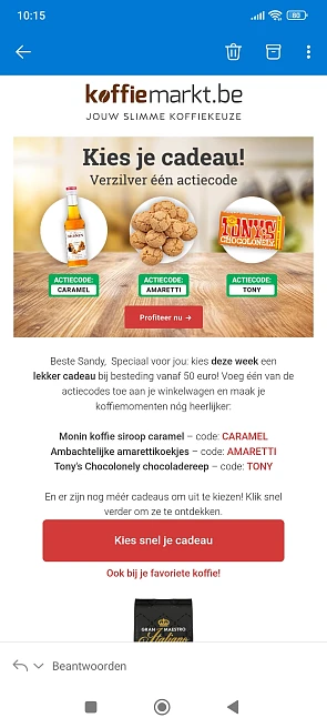 Geschenk naar keuze bij koffiemarkt
