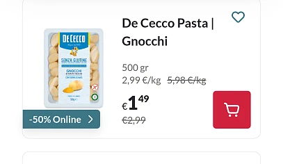 De Cecco | Pasta | Gnocchi 500 gr -50% Online Delhaize