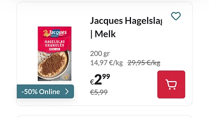 Jacques | Hagelslag | Melk 200 gr -50% Online Delhaize