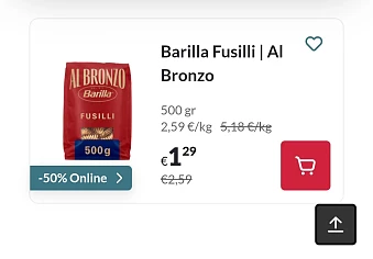 Barilla | Al Bronzo | Fusilli | Al Bronzo 500 gr -50% Online Delhaize